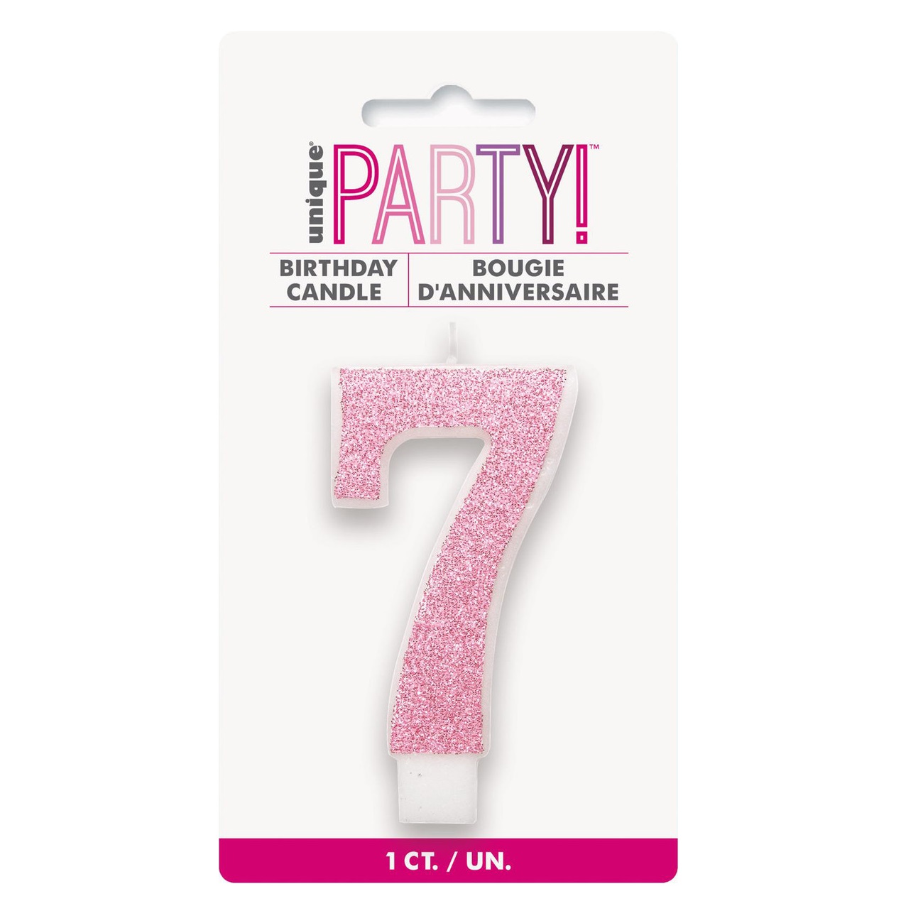 Glitter Pink - Numeral Candle 7 Glitter Pink - Numeral Candle 7