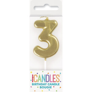 Mini Gold Candle – Number 3