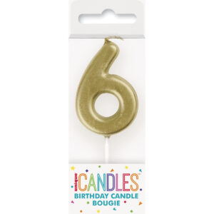 Mini Gold Candle – Number 6