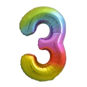 Rainbow Number 3 Foil Balloon 86cm-