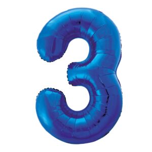 Royal Blue Number 3 Foil Balloon 86cm-